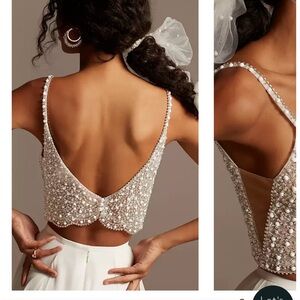 Never been worn beautiful white beaded wedding top! Perfect for any bridal event